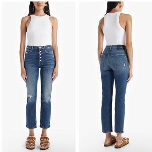 MOTHER Superior The Pixie Tomcat Ankle Jeans Distressed Button Fly Born to Bite